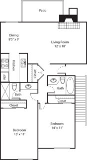 2 Bed / 2 Bath / 935 sq ft / Availability: Please Call / Deposit: $350 / Rent: $1,215
